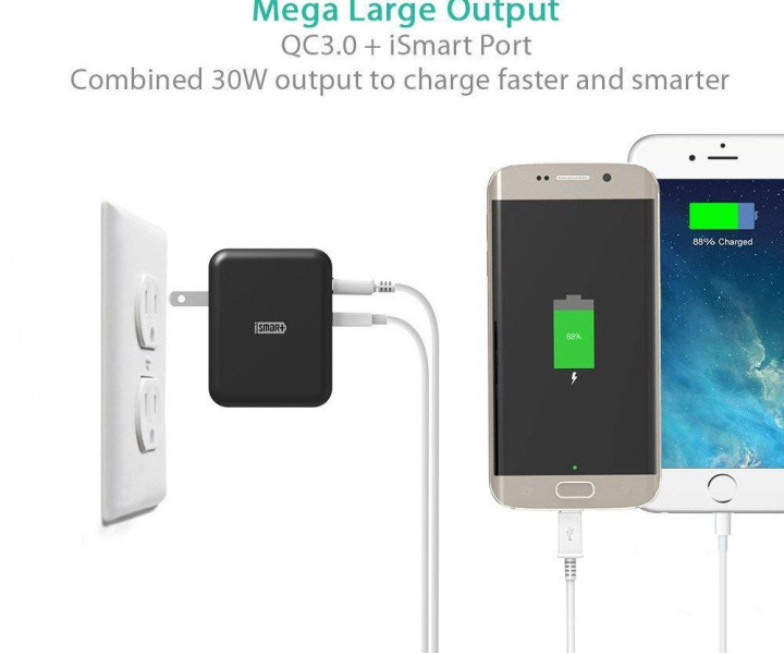 RAVPower 30W Dual USB Charger with Quick Charge 3.0 Black (RP-PC006BK)